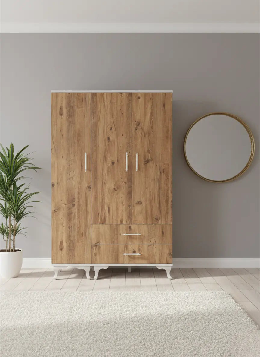 3 Kapılı Kahverengi Dolap