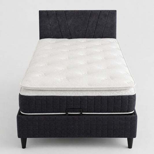 Solid Tek Kişilik Antrasit Pedli Set (Baza+Başlık+Yatak)
